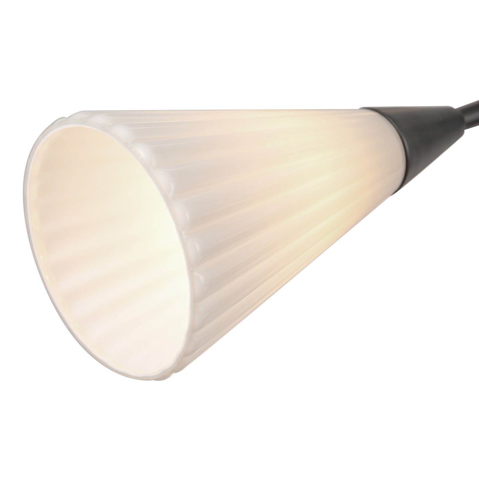 Cosmo 39-in Matte Black/Glossy Ribbed Opal Glass Socket Chandelier