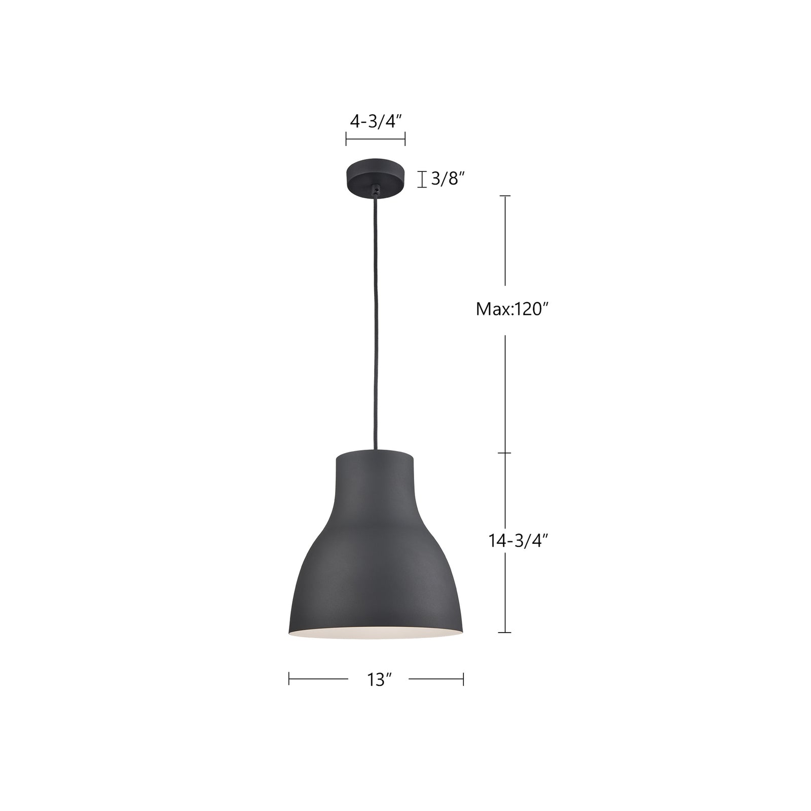 Cradle 13-in Gray 1 Light Pendant