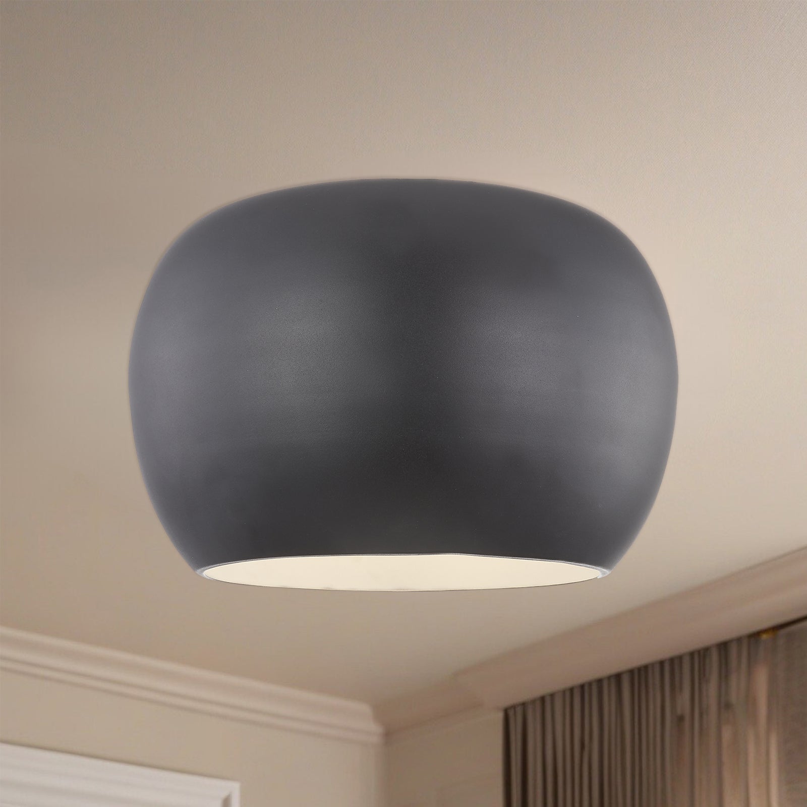 Croft 14-in Black/White LED Flush Mount