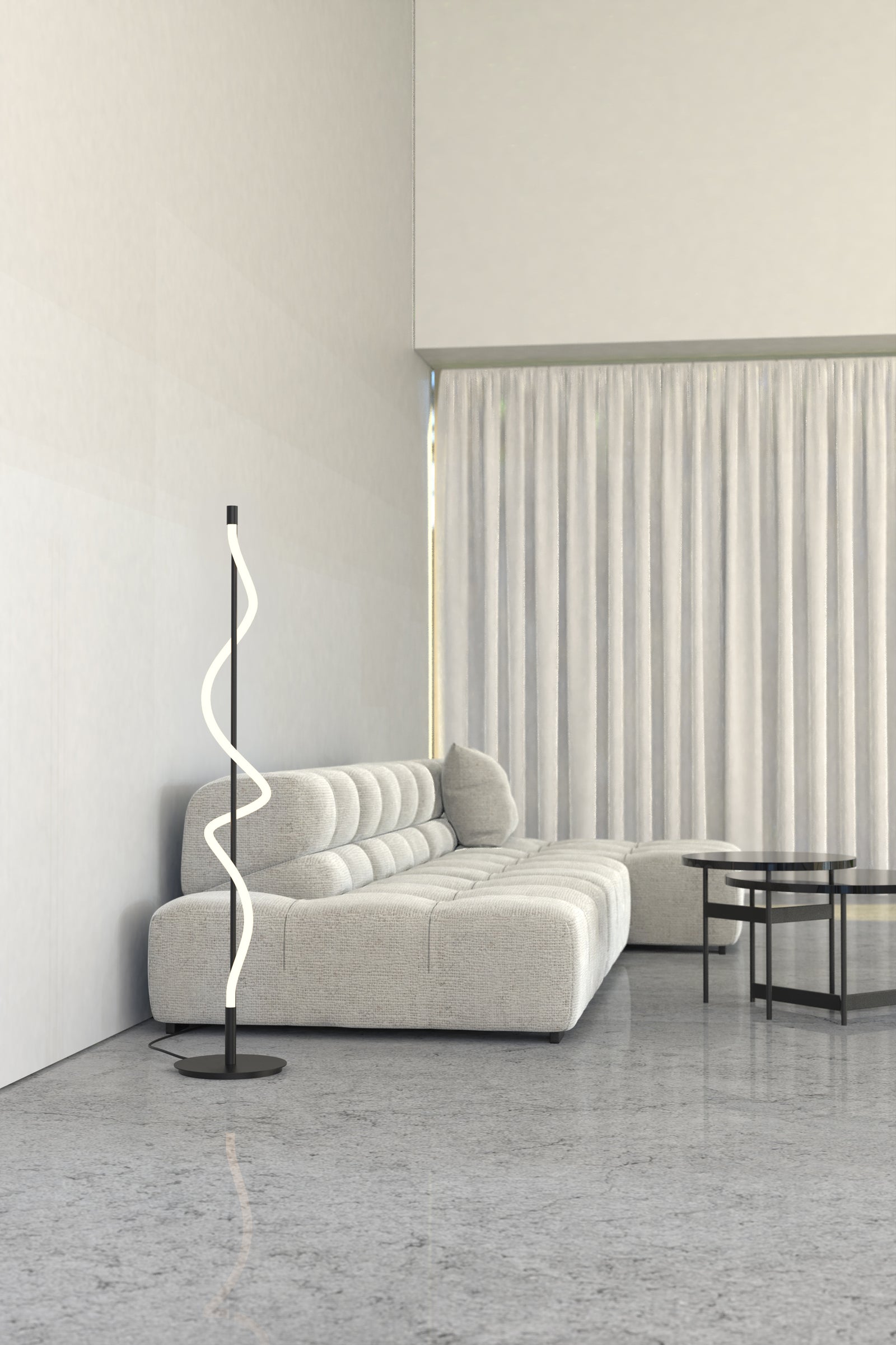 Cursive 12-in Black LED Floor Lamp