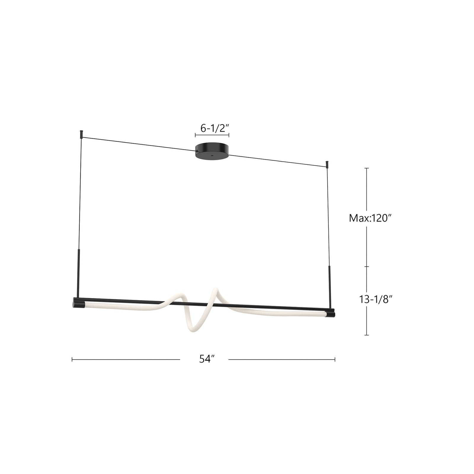 Cursive 54-in Black LED Linear Pendant