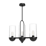Cyrus 24-in Clear Glass/Matte Black 3 Lights Linear Pendant