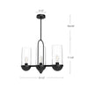 Cyrus 24-in Aged Gold/Clear Glass 3 Lights Linear Pendant