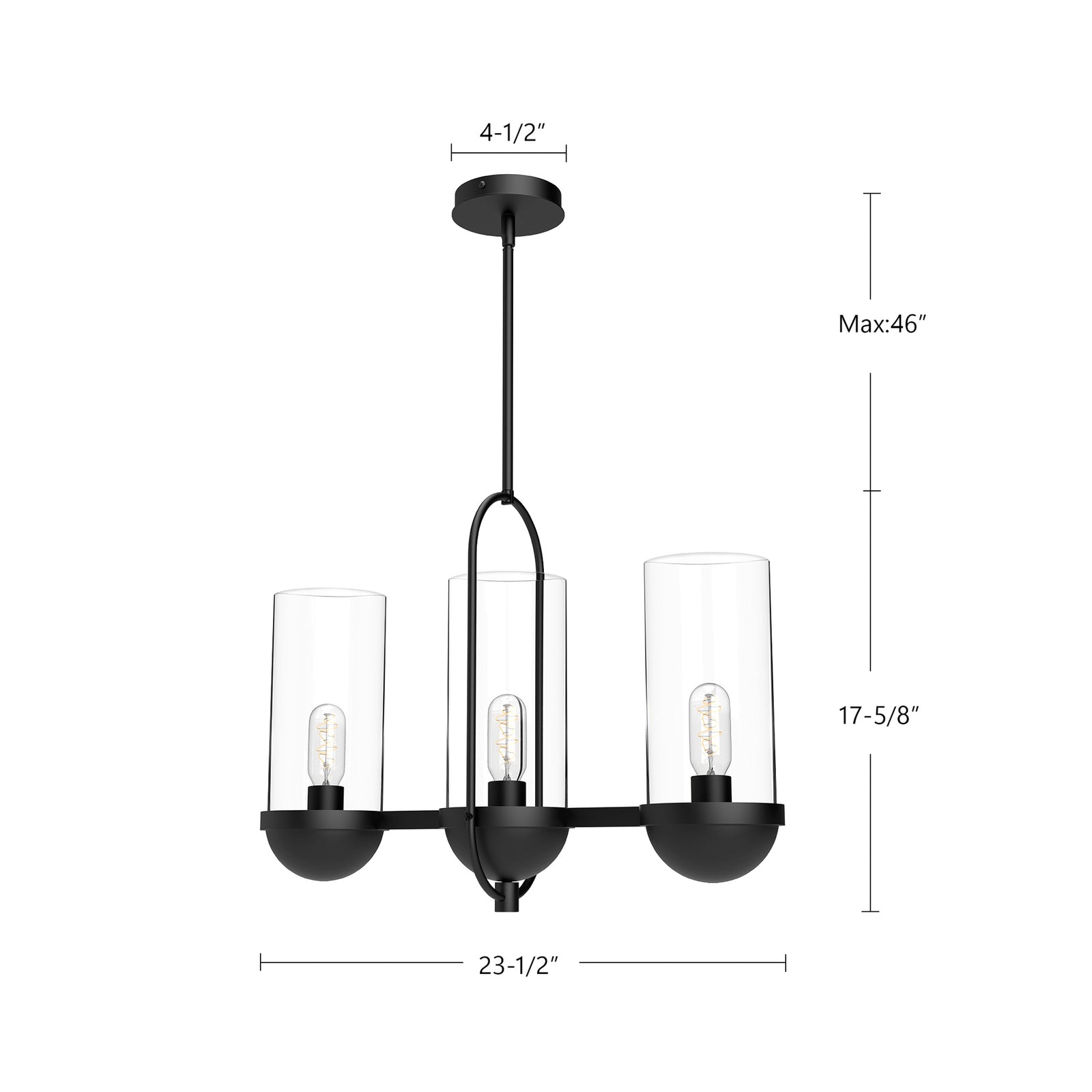 Cyrus 24-in Aged Gold/Clear Glass 3 Lights Linear Pendant