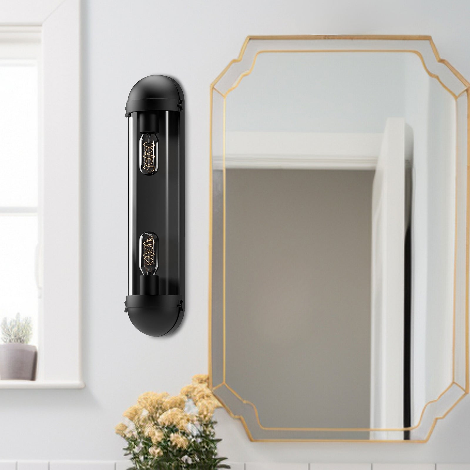 Cyrus 6-in Clear Glass/Matte Black 2 Lights Vanity