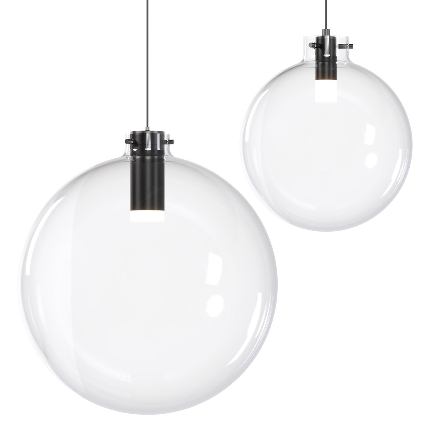 Sphere 12" Clear Glass Pendant - Black Socket