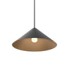 Wide Cone 16 Pendant - White with Gold Interior - Black Cord