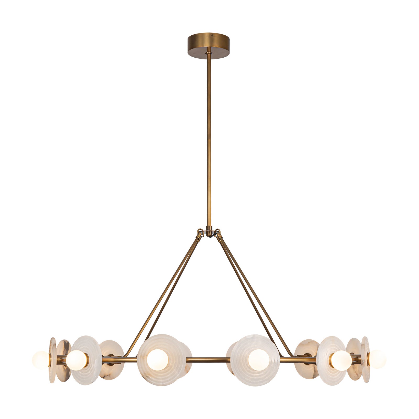 Dahlia 46-in Vintage Brass/Alabaster LED Chandeliers