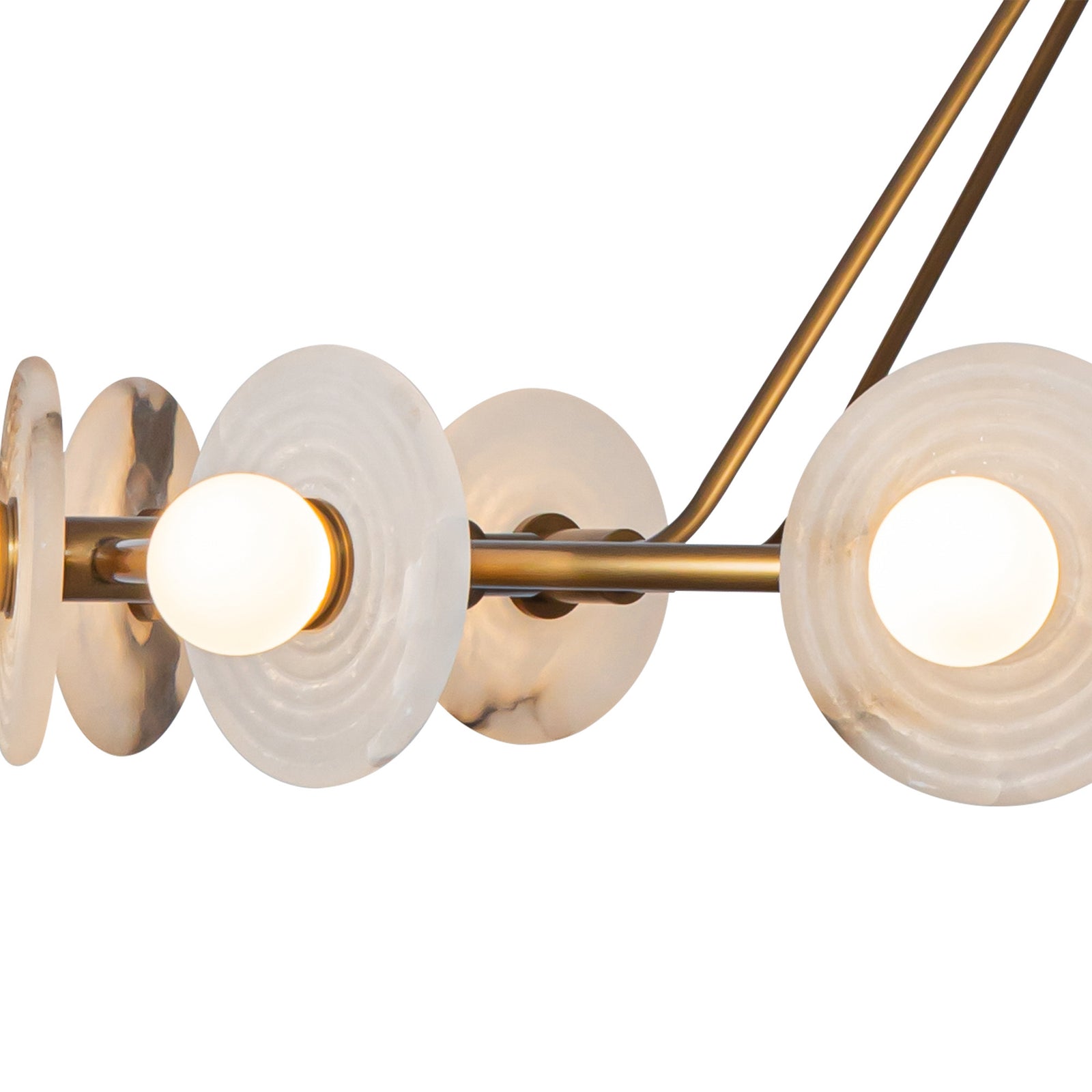 Dahlia 46-in Vintage Brass/Alabaster LED Chandeliers