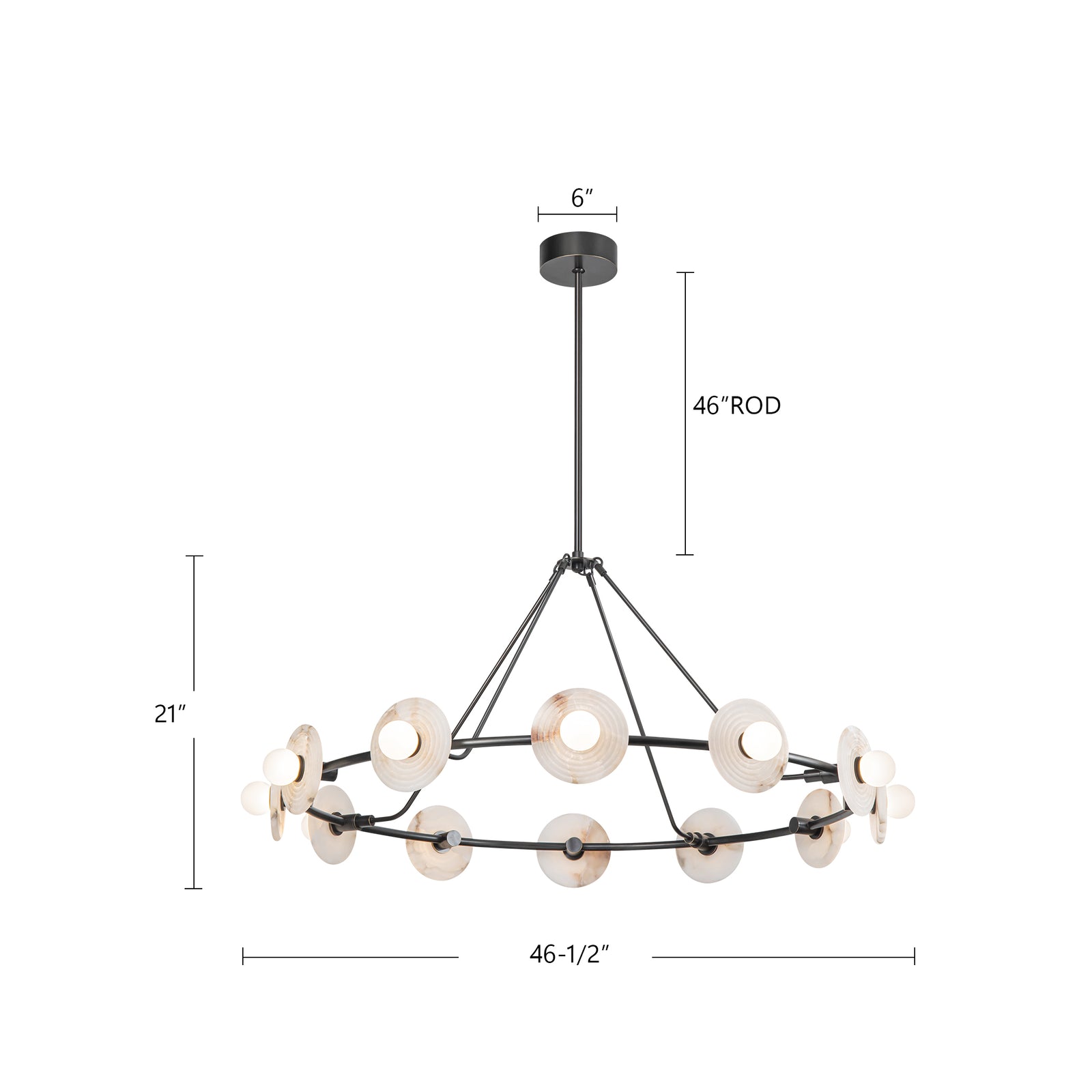 Dahlia 46-in Urban Bronze/Alabaster LED Chandeliers