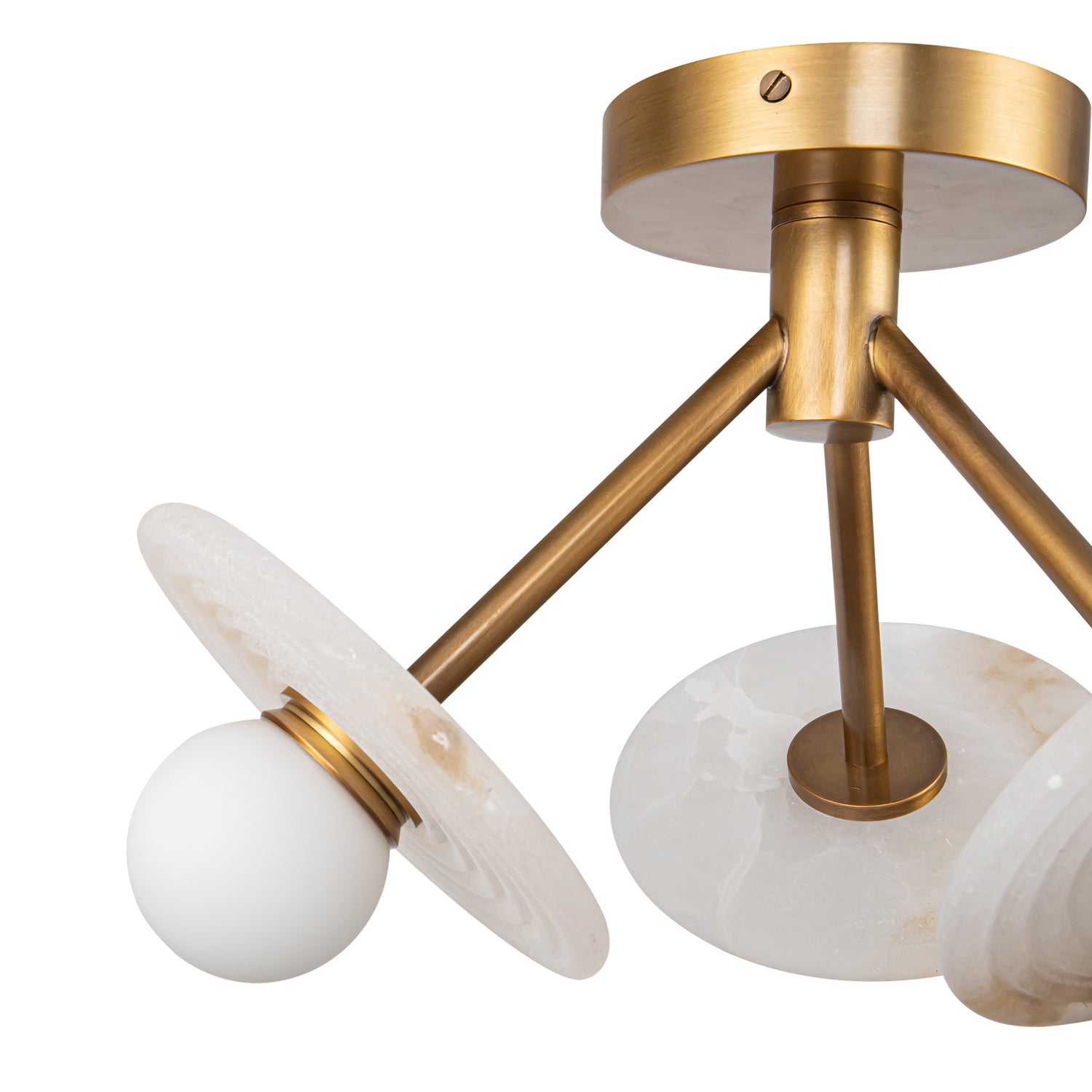 Dahlia 13-in Vintage Brass/Alabaster LED Semi Flush Mount