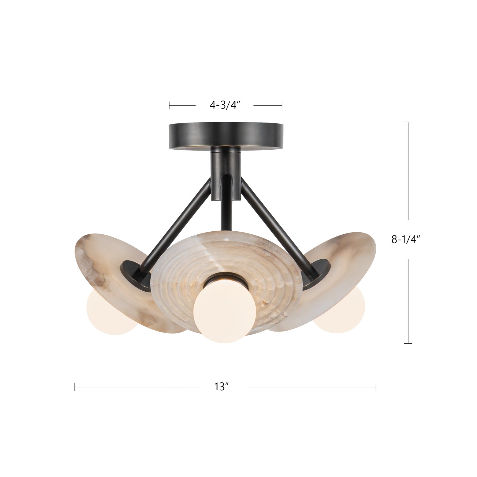 Dahlia 13-in Urban Bronze/Alabaster LED Semi Flush Mount