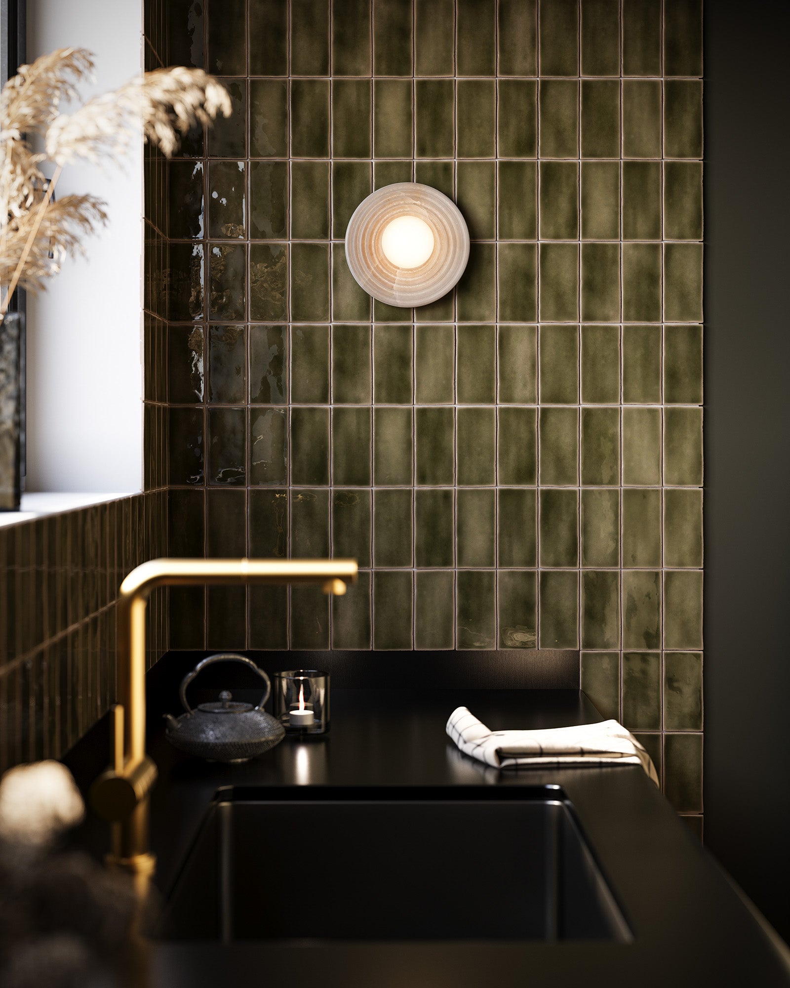 Dahlia 6-in Vintage Brass/Alabaster LED Wall/Vanity