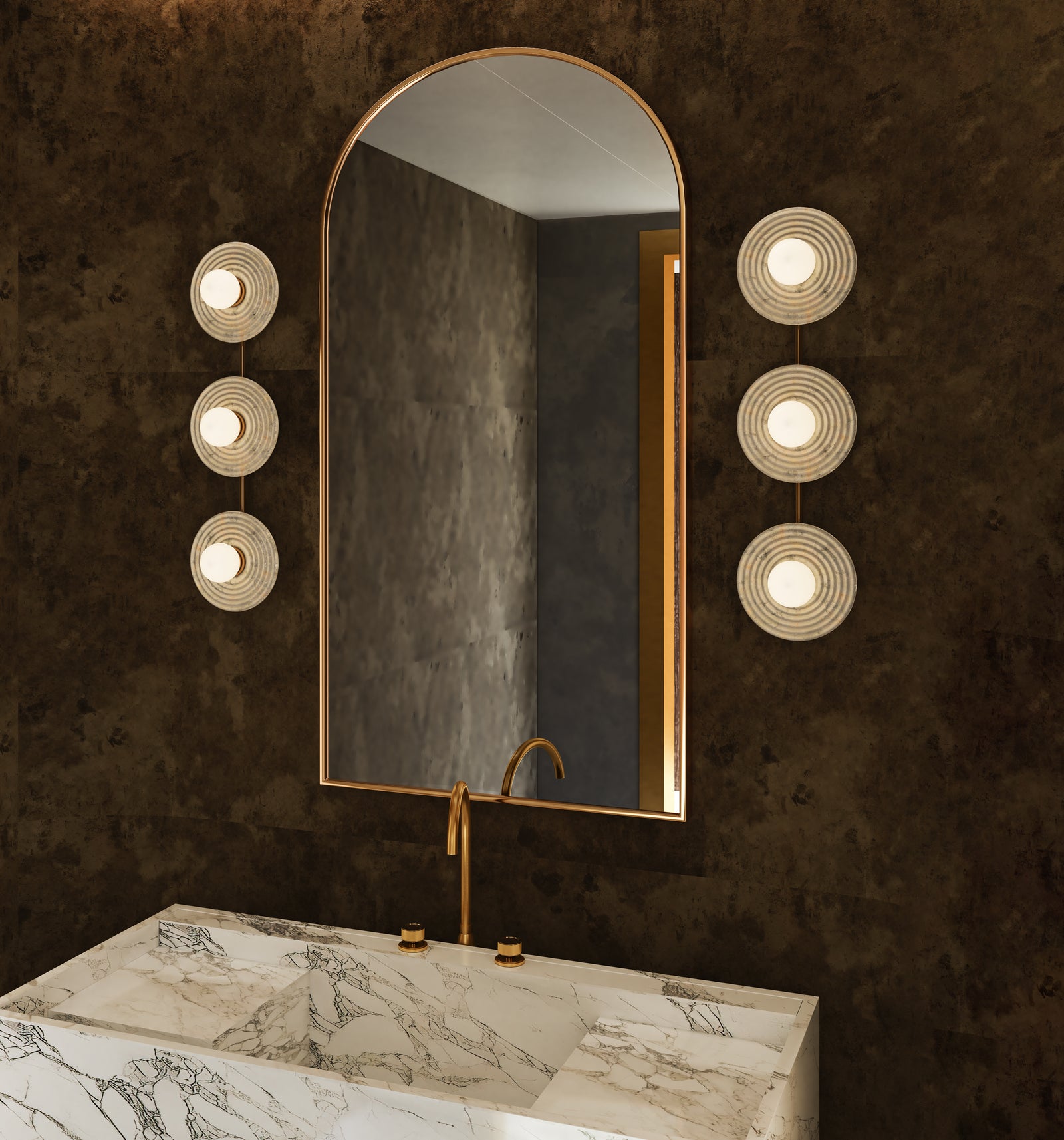 Dahlia 22-in Vintage Brass/Alabaster LED Wall/Vanity