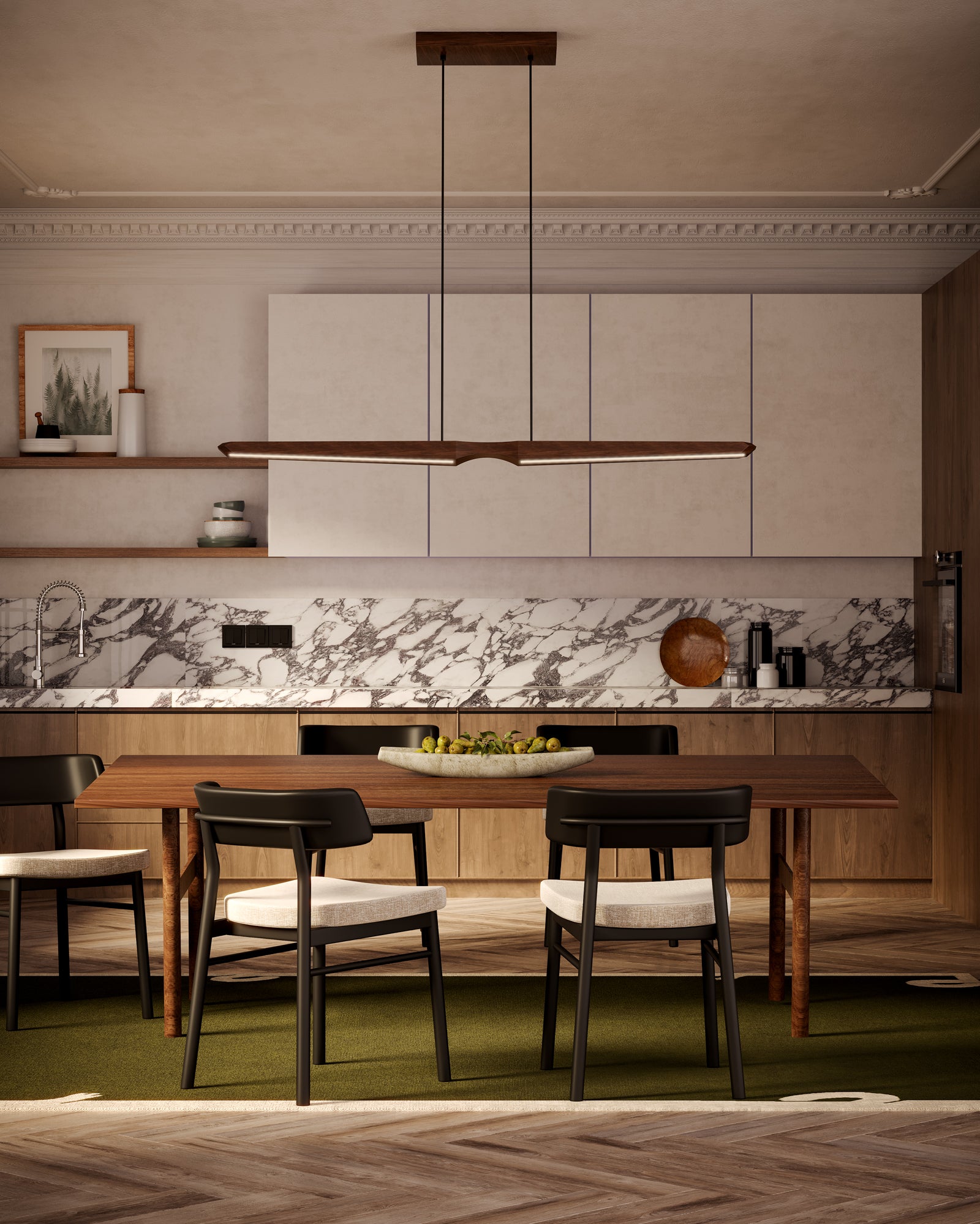 Dakota 42-in Walnut LED Linear Pendant