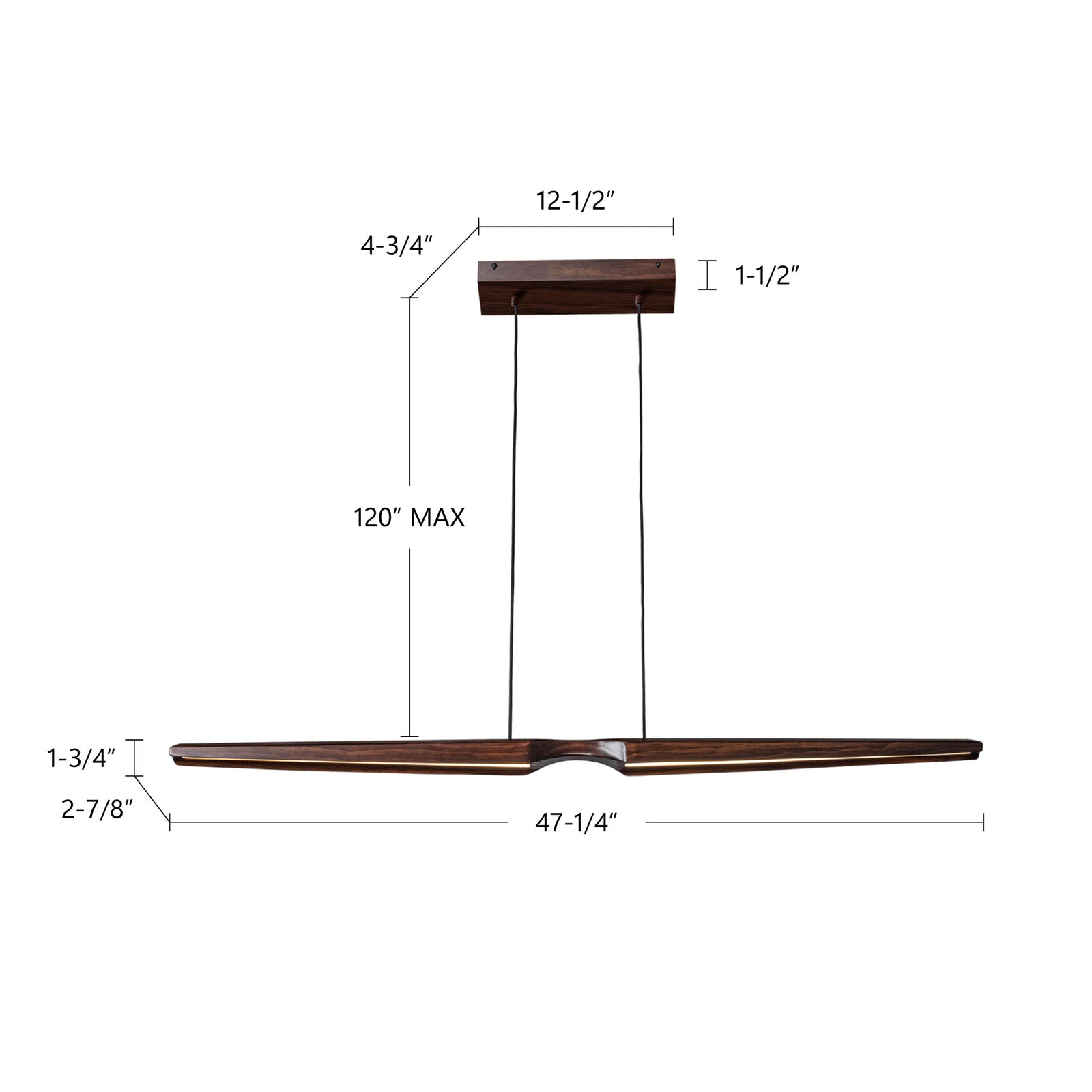 Dakota 42-in Beech Wood LED Linear Pendant