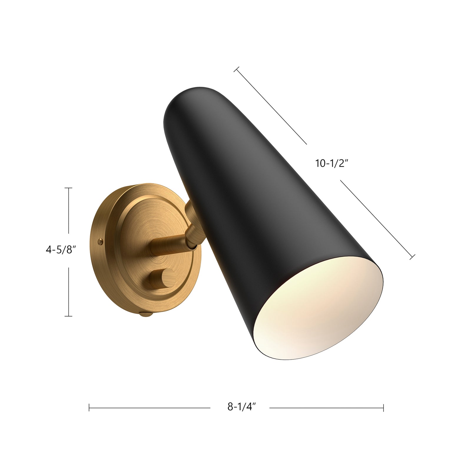 Daniel 5-in Aged Gold/Matte Black 1 Light Wall/Vanity