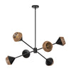 Daphne 38-in Matte Black/Brown Cotton Rope 6 Lights Chandelier