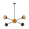 Daphne 38-in Matte Black/Brown Cotton Rope 6 Lights Chandelier