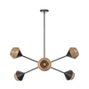 Daphne 38-in Matte Black/Brown Cotton Rope 6 Lights Chandelier