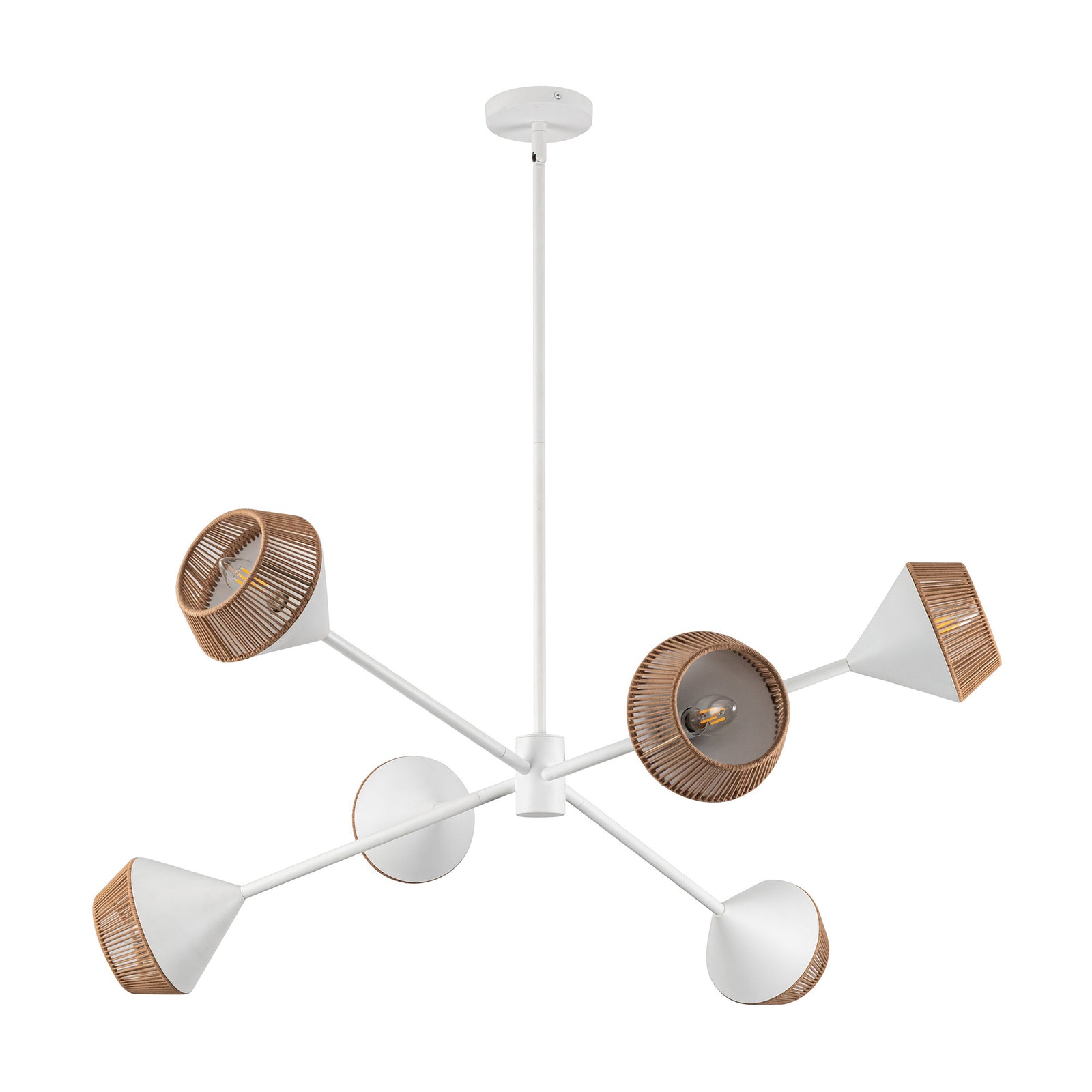 Daphne 38-in White/Brown Cotton Rope 6 Lights Chandelier