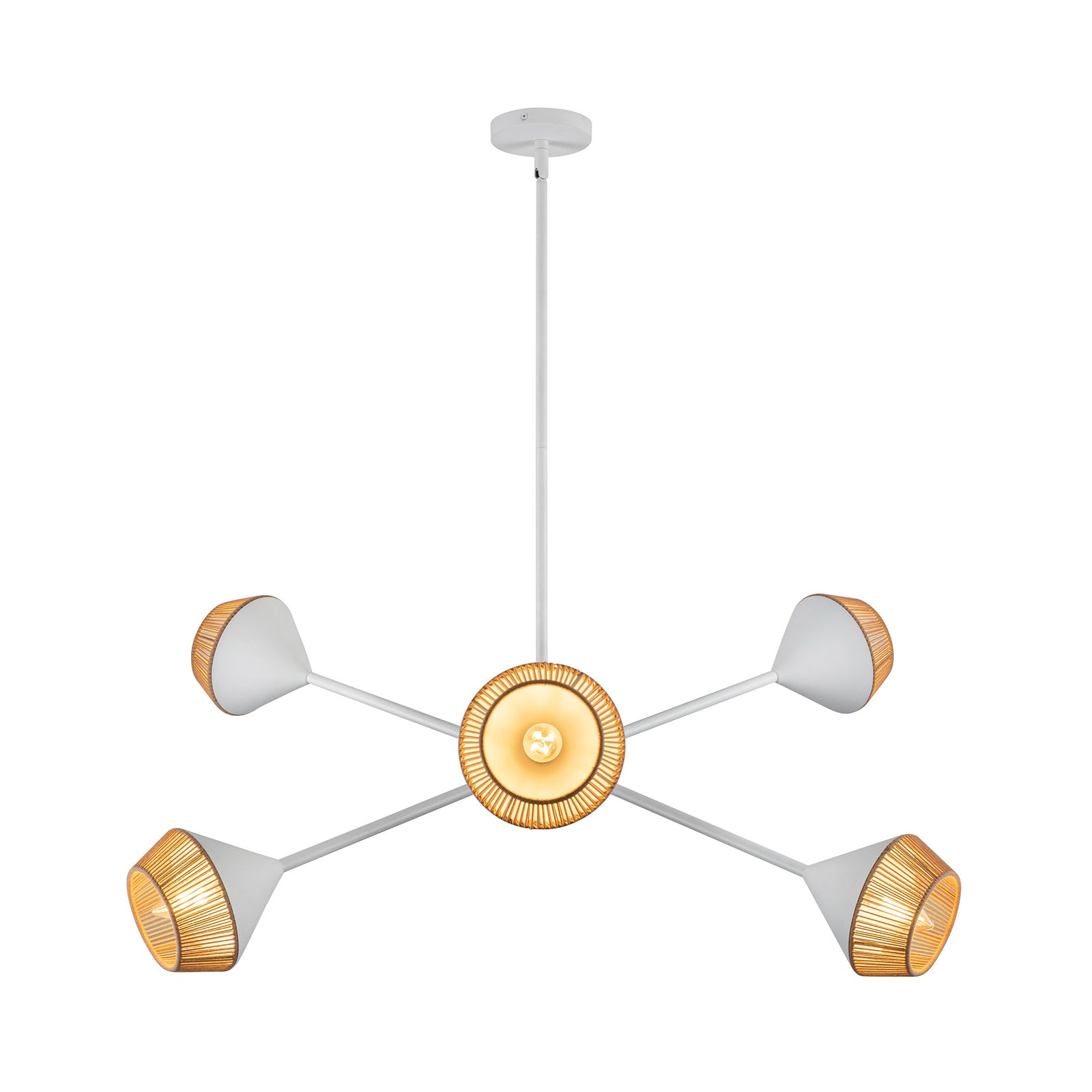 Daphne 38-in White/Brown Cotton Rope 6 Lights Chandelier
