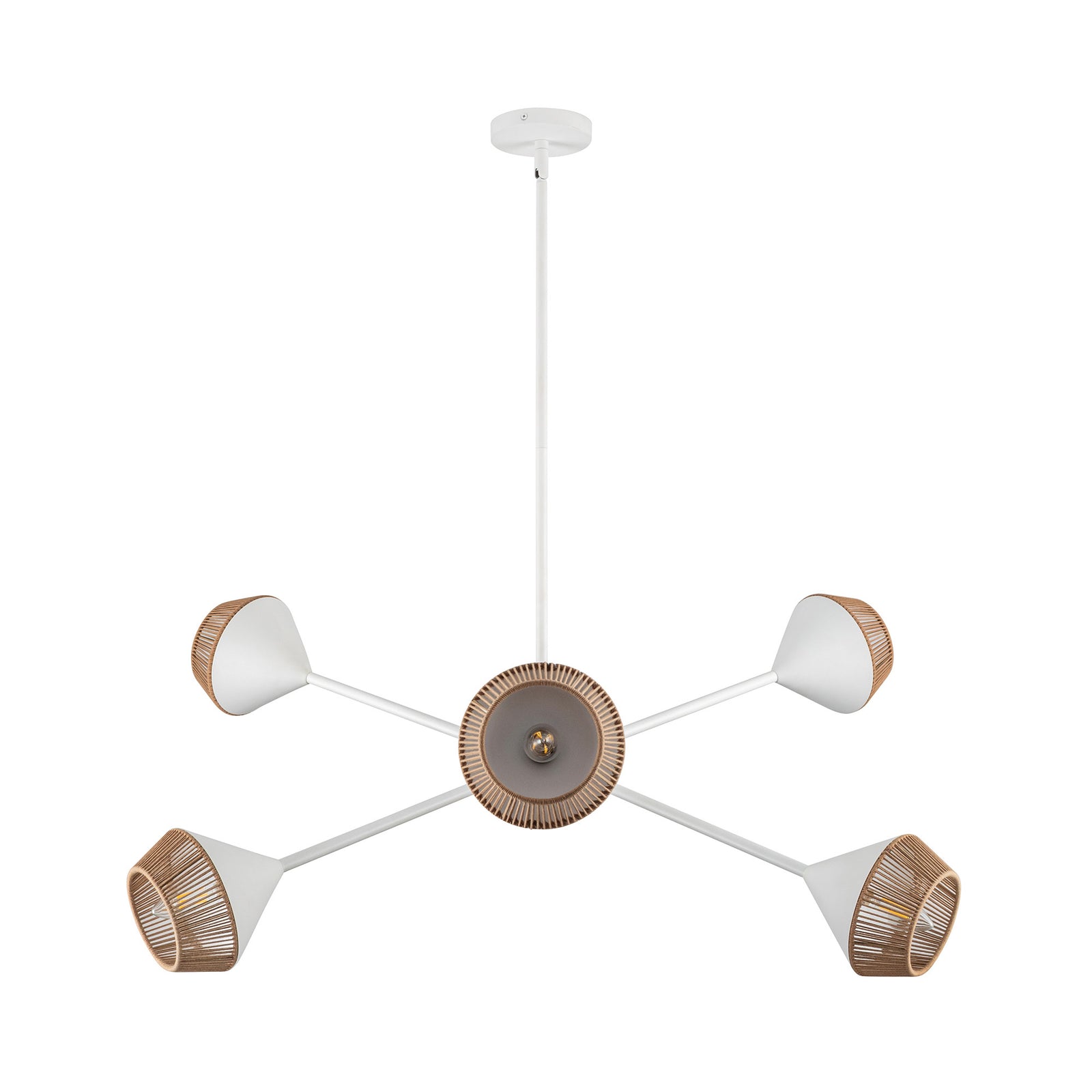 Daphne 38-in White/Brown Cotton Rope 6 Lights Chandelier