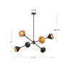 Daphne 38-in Matte Black/Brown Cotton Rope 6 Lights Chandelier