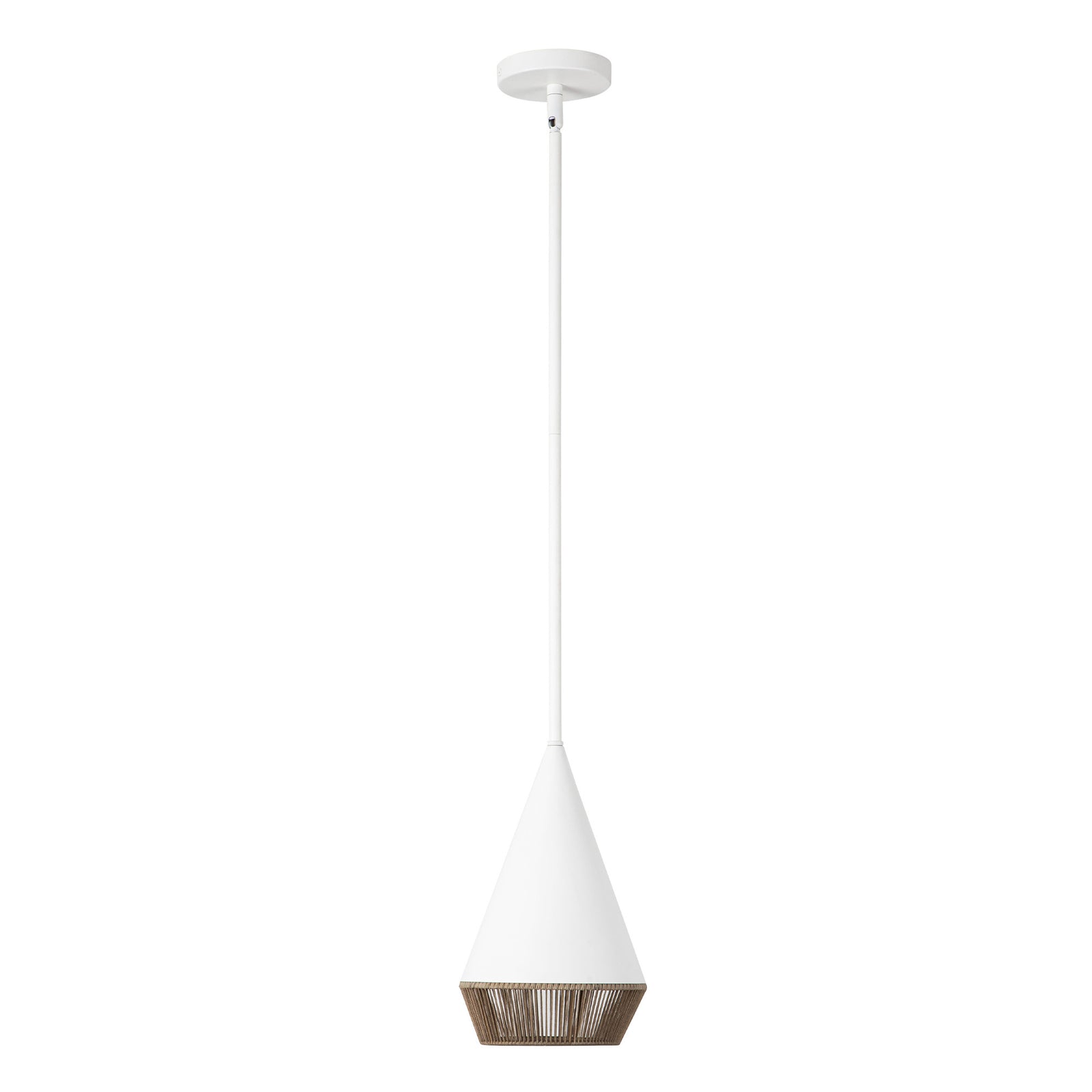 Daphne 7-in White/Brown Cotton Rope 1 Light Pendant