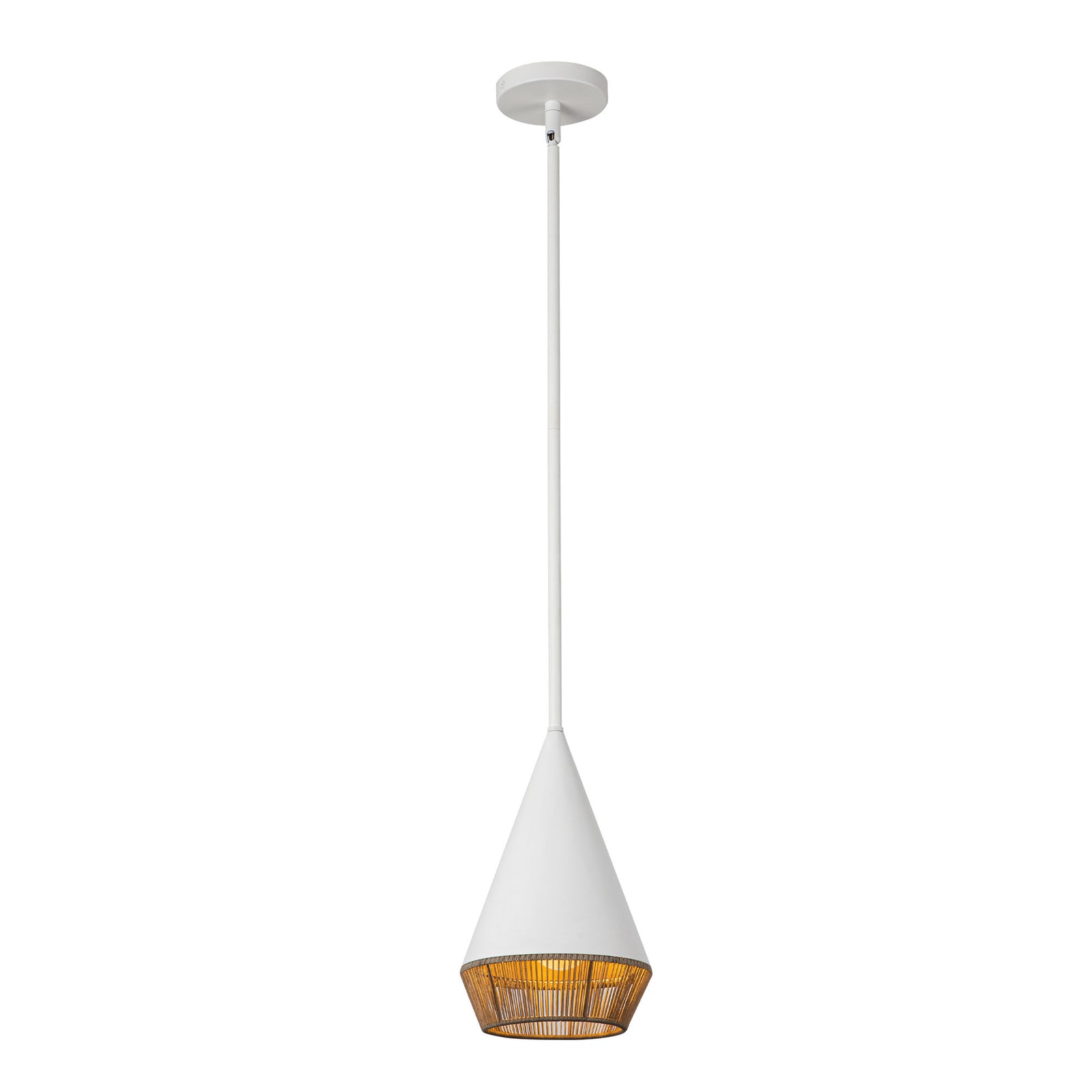 Daphne 7-in White/Brown Cotton Rope 1 Light Pendant