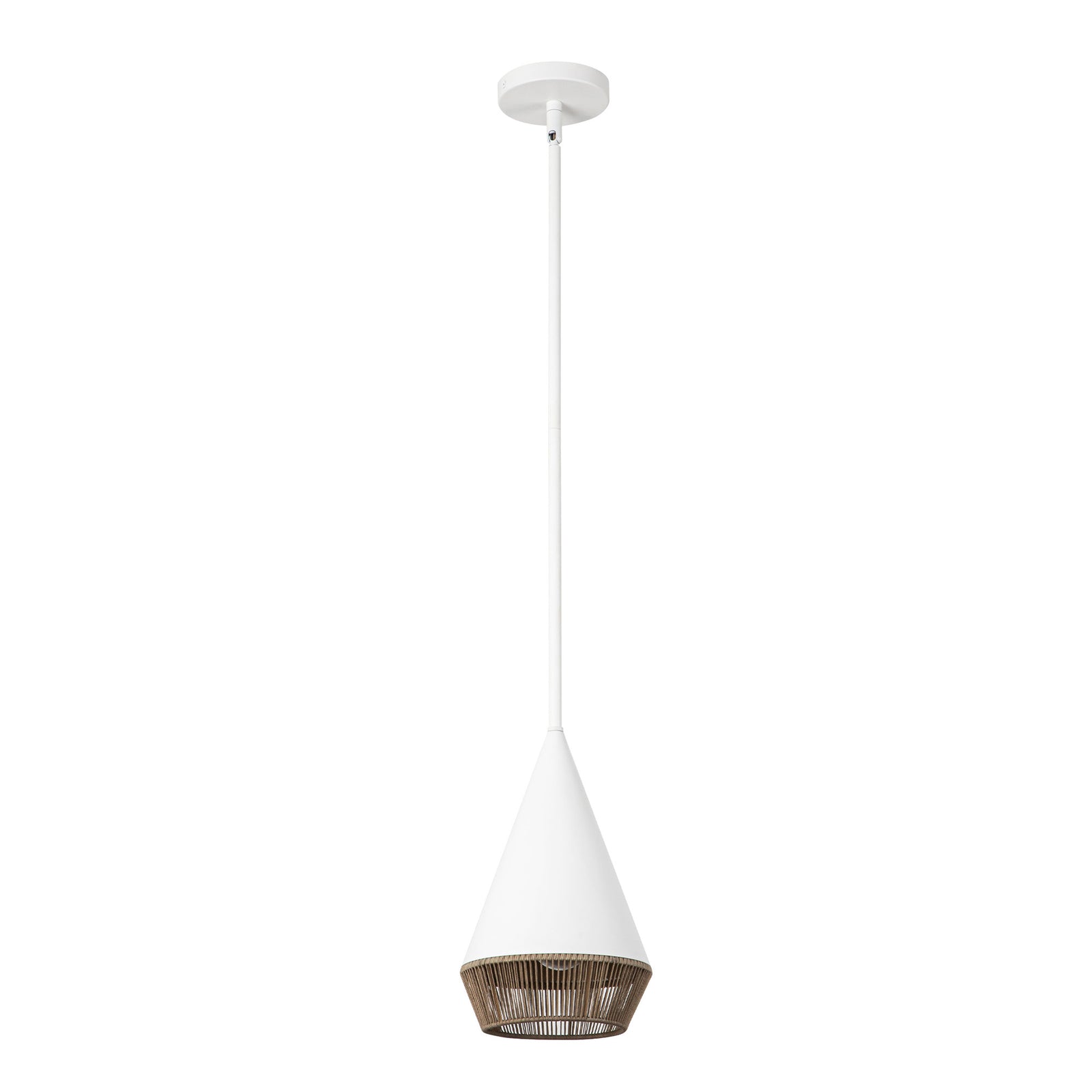 Daphne 7-in White/Brown Cotton Rope 1 Light Pendant