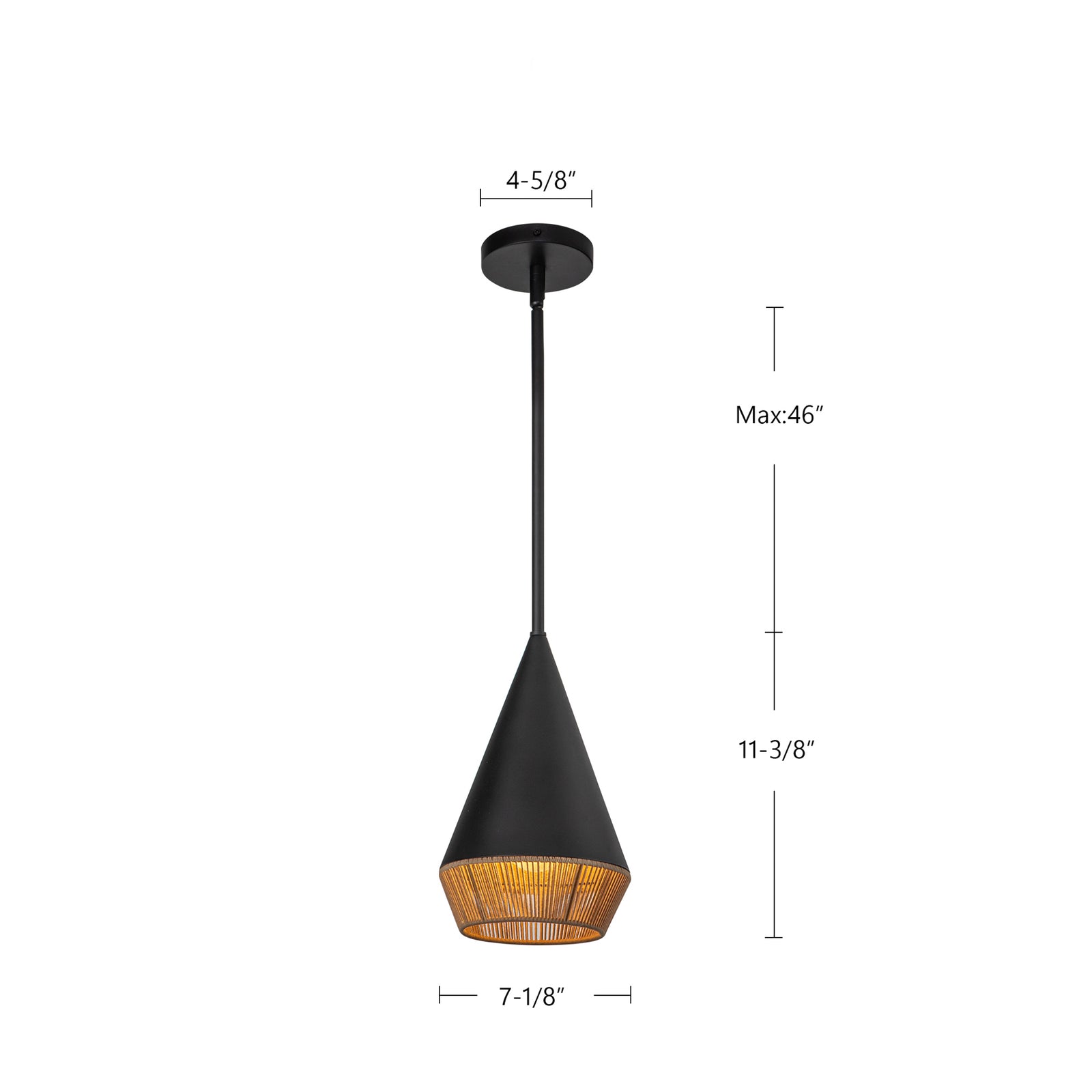 Daphne 7-in White/Brown Cotton Rope 1 Light Pendant