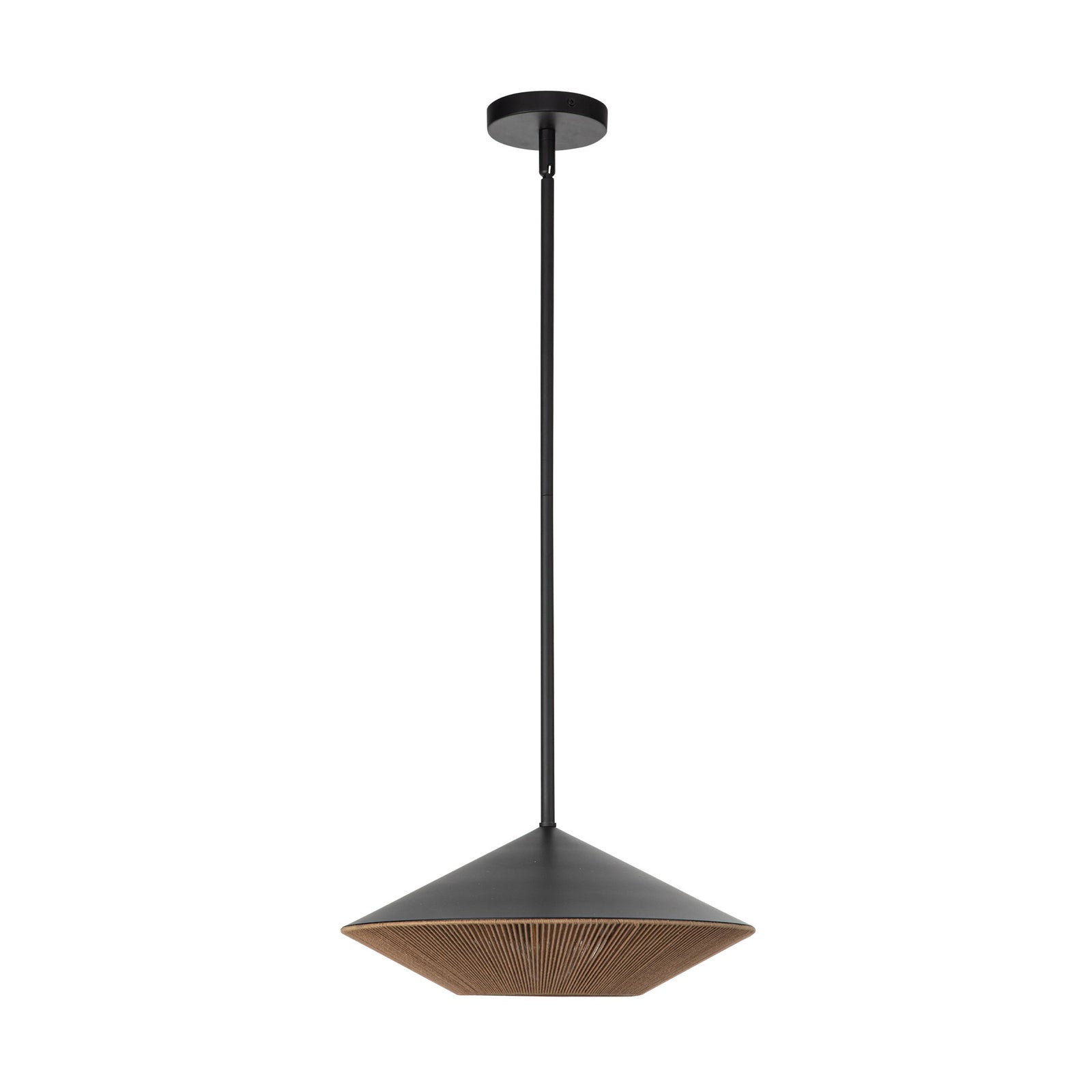 Daphne 15-in Matte Black/Brown Cotton Rope 1 Light Pendant