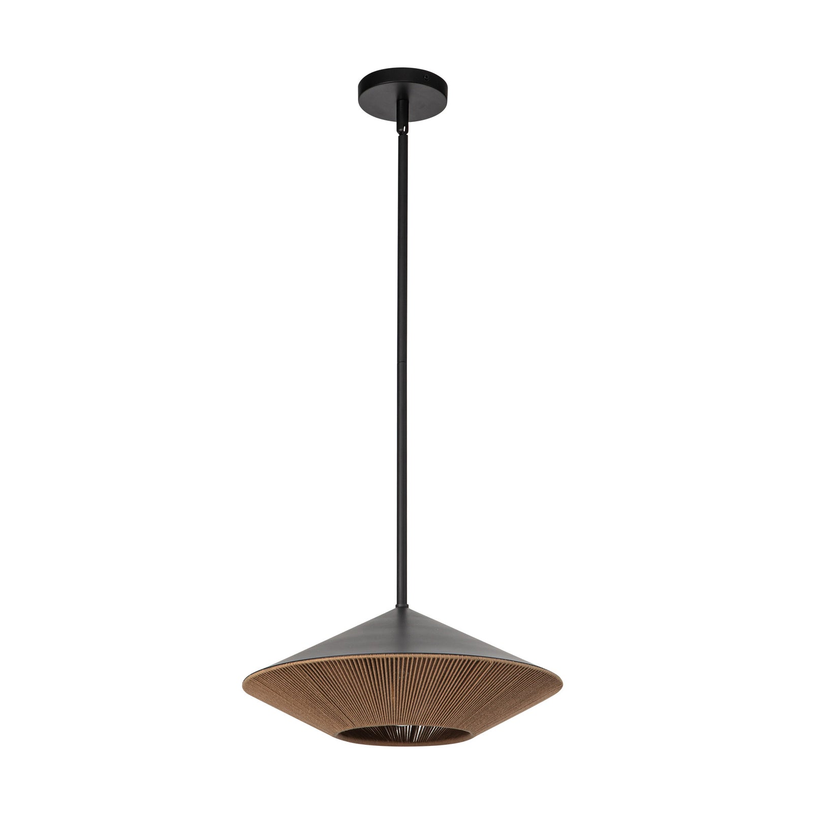 Daphne 15-in Matte Black/Brown Cotton Rope 1 Light Pendant