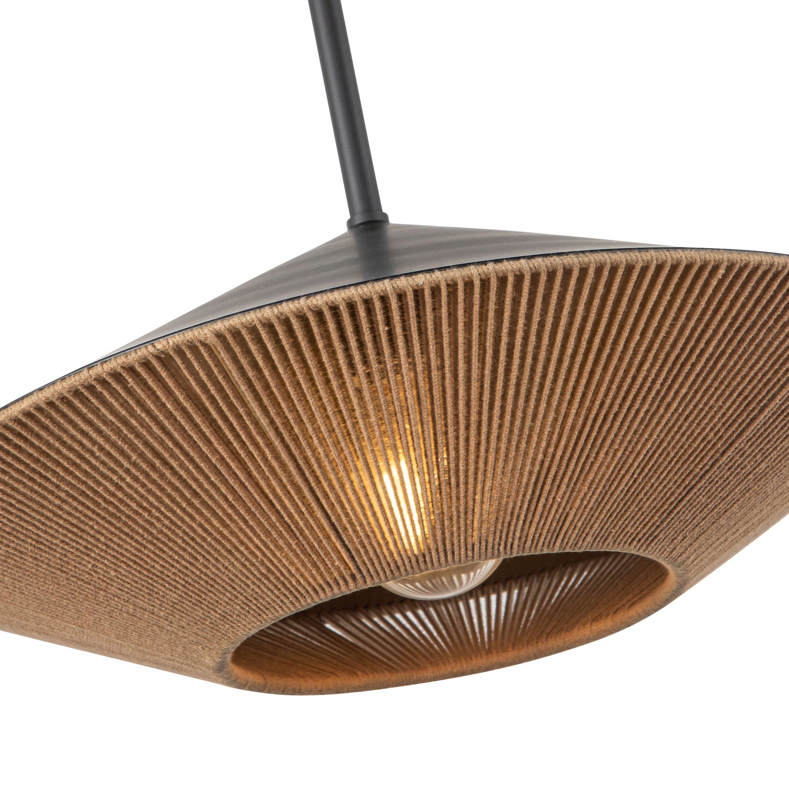 Daphne 15-in Matte Black/Brown Cotton Rope 1 Light Pendant