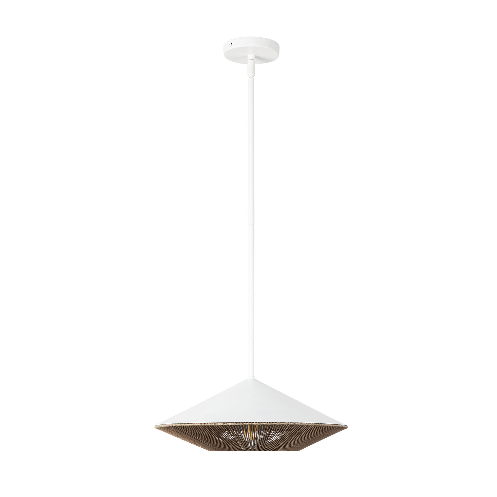 Daphne 15-in White/Brown Cotton Rope 1 Light Pendant