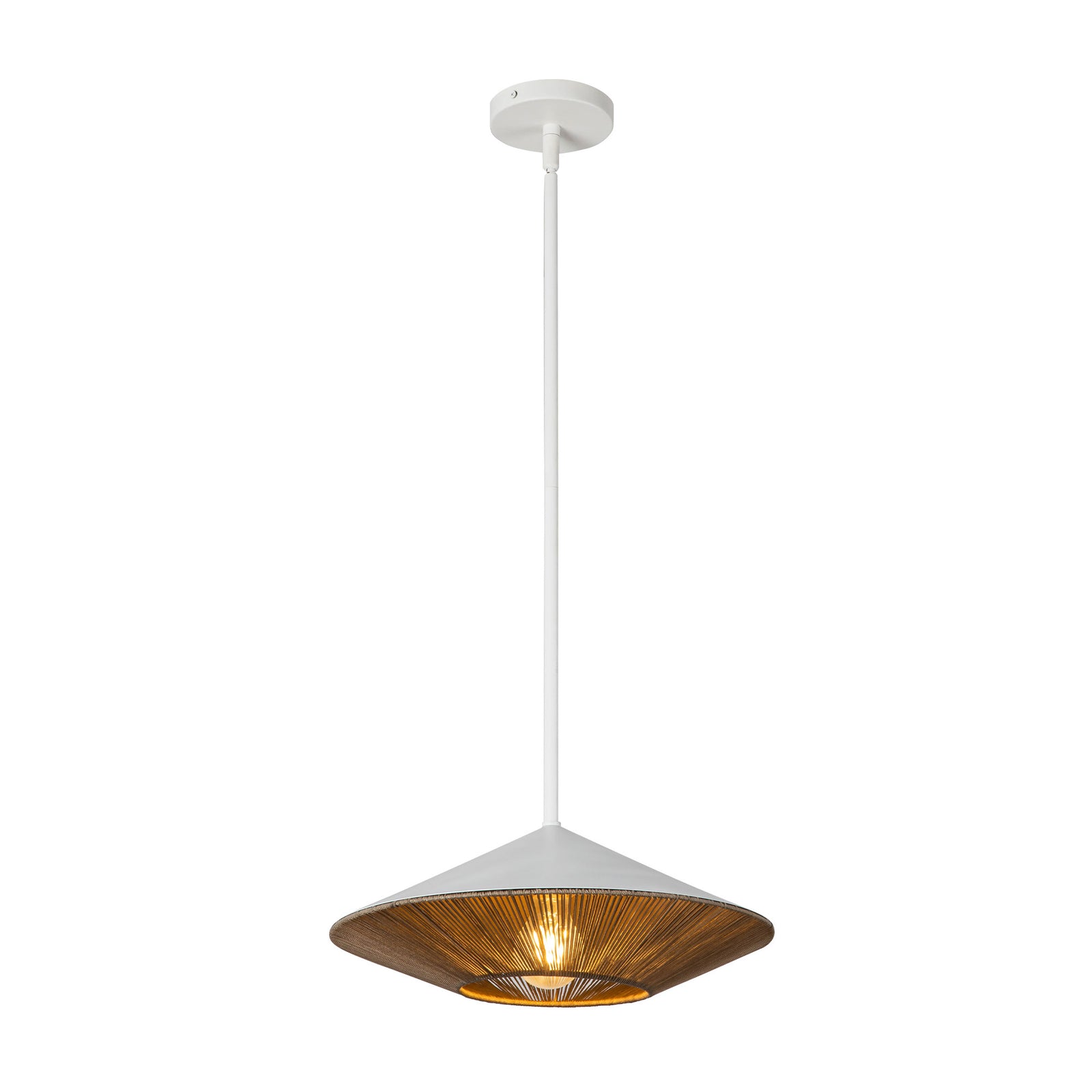 Daphne 15-in White/Brown Cotton Rope 1 Light Pendant