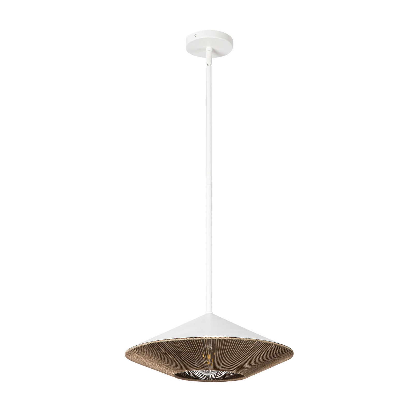 Daphne 15-in White/Brown Cotton Rope 1 Light Pendant