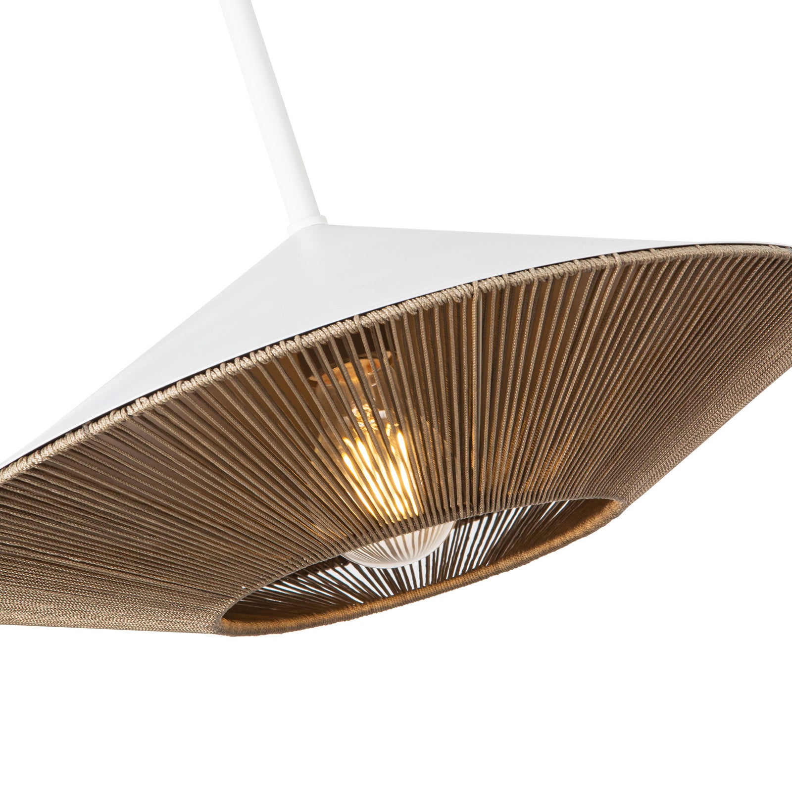 Daphne 15-in White/Brown Cotton Rope 1 Light Pendant
