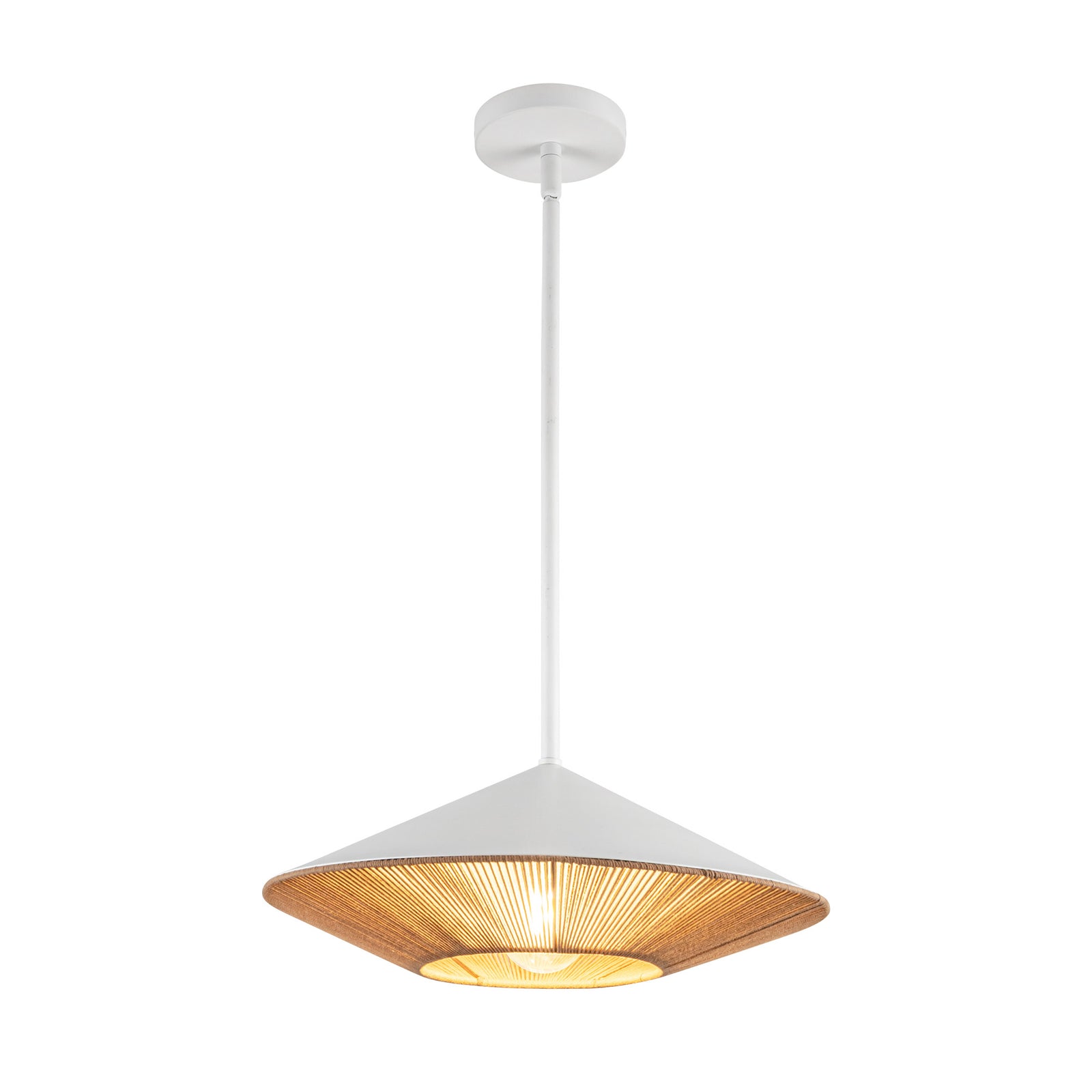 Daphne 15-in White/Brown Cotton Rope 1 Light Pendant