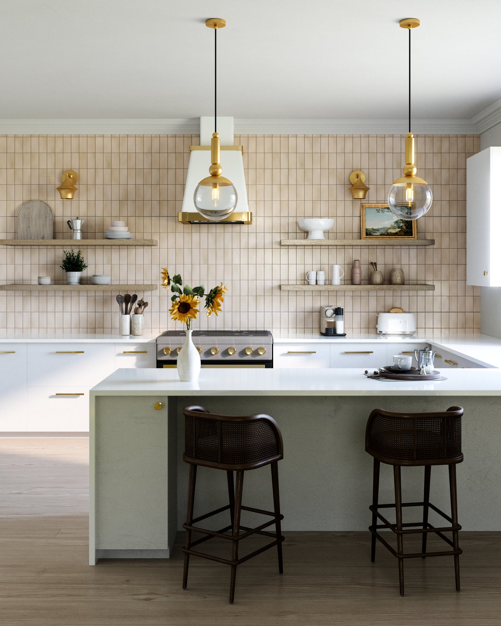 Delilah 10-in Brushed Gold/Clear Glass 1 Light Pendant