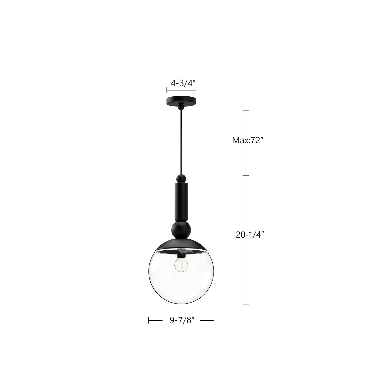 Delilah 10-in Clear Glass/Matte Black 1 Light Pendant