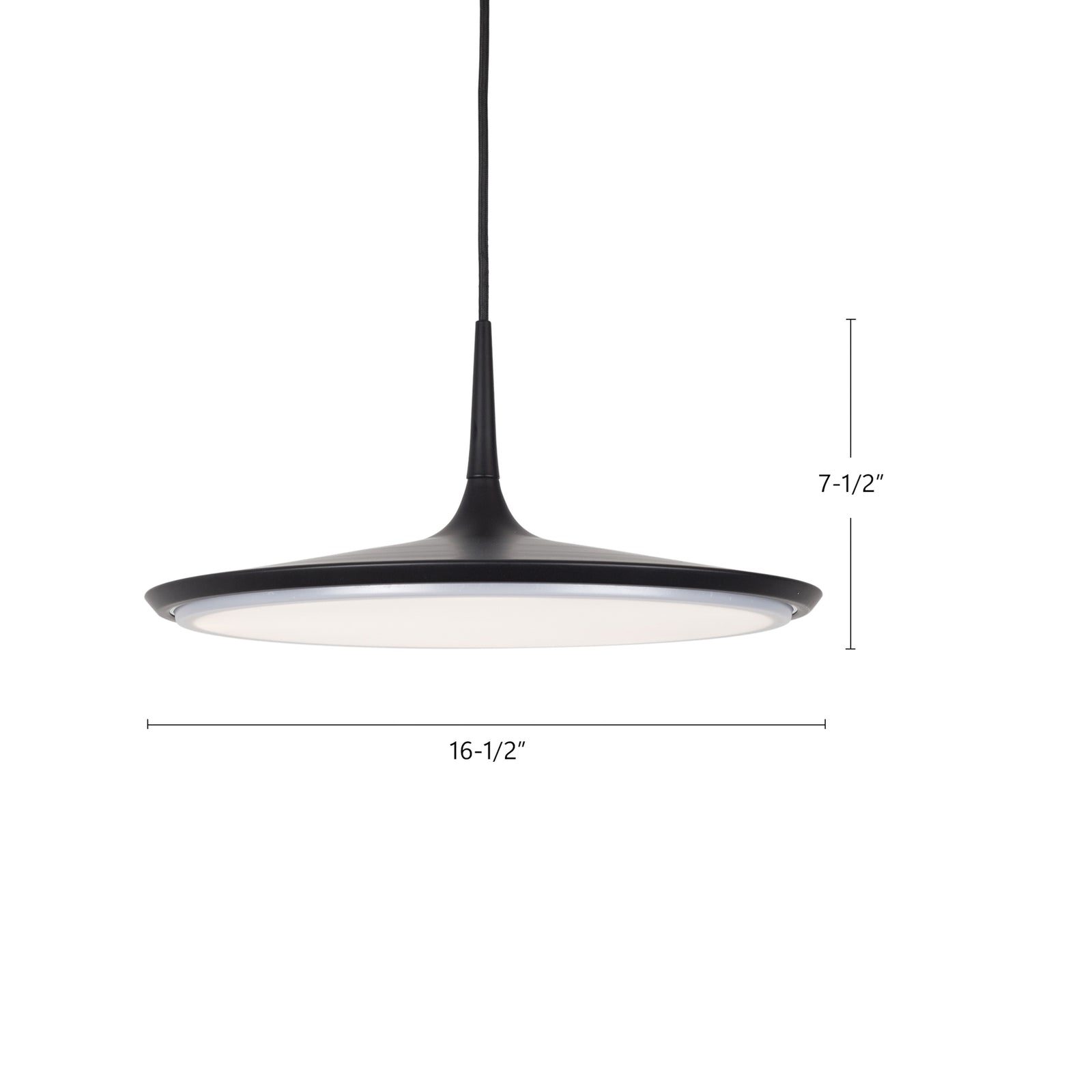 Disc 16-in Black LED Pendant