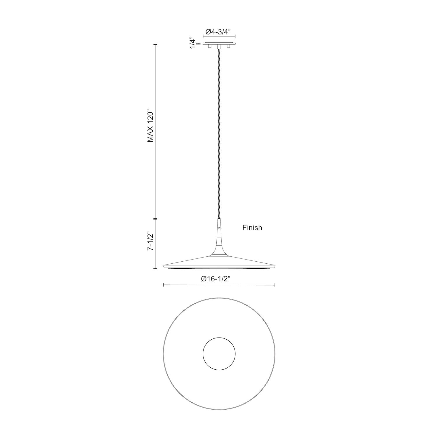 Disc 16-in Black LED Pendant