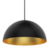 Domos 16" Pendant - Black w/Gold Interior - E26 Socket