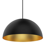 Domos 16" Pendant - Black w/Gold Interior - E26 Socket