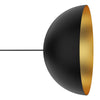 Domos 20" Pendant - Black w/Gold
 Interior - Integrated LED - 12W