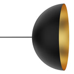 Domos 20" Pendant - Black w/Gold
 Interior - Integrated LED - 12W