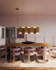 Domino 35-in Vintage Brass LED Linear Pendant