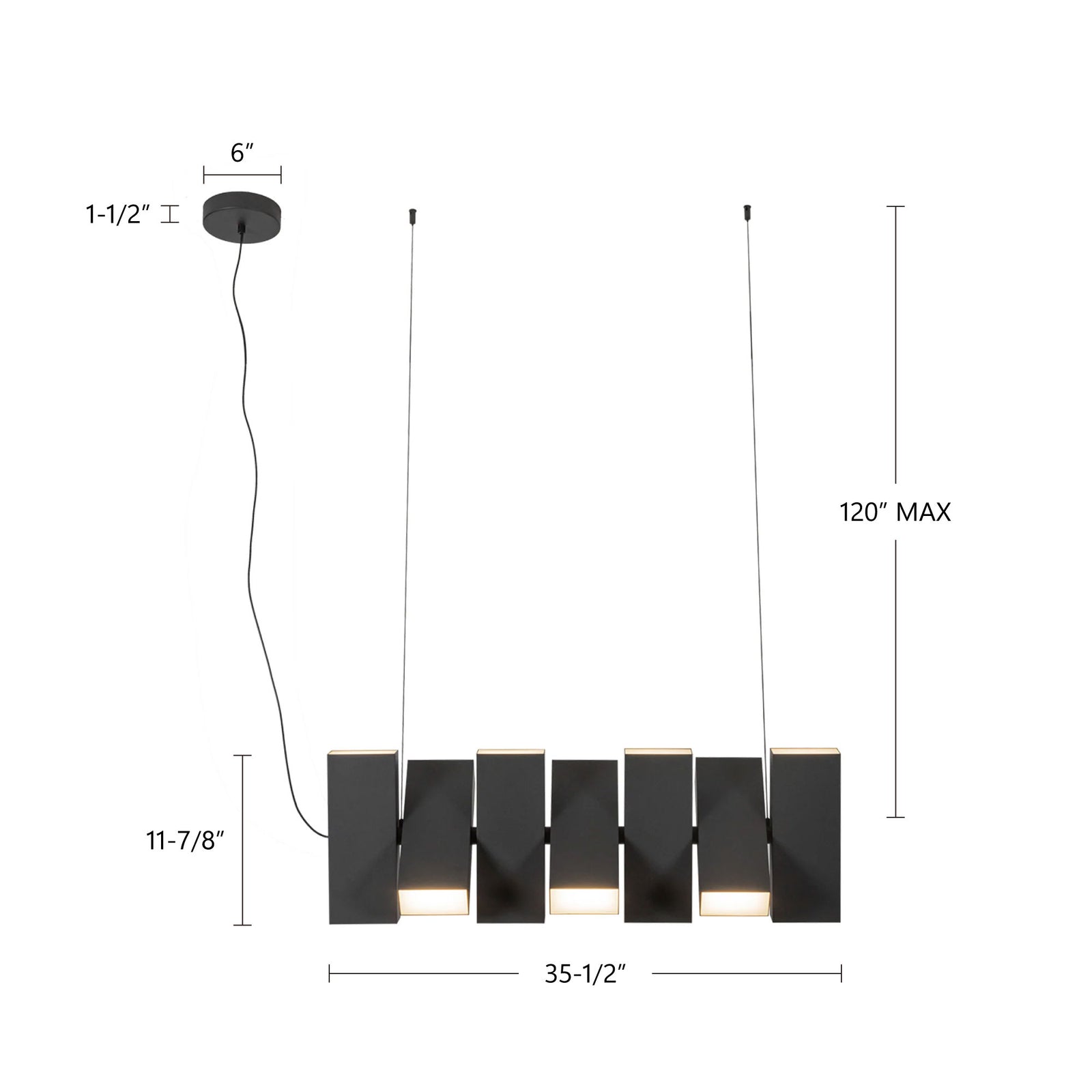 Domino 35-in Black LED Linear Pendant